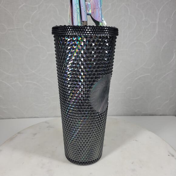Starbucks Black Iridescent Studded Tumbler‎ Venti 24oz Gray Straw Fall 2020 - Picture 5 of 15